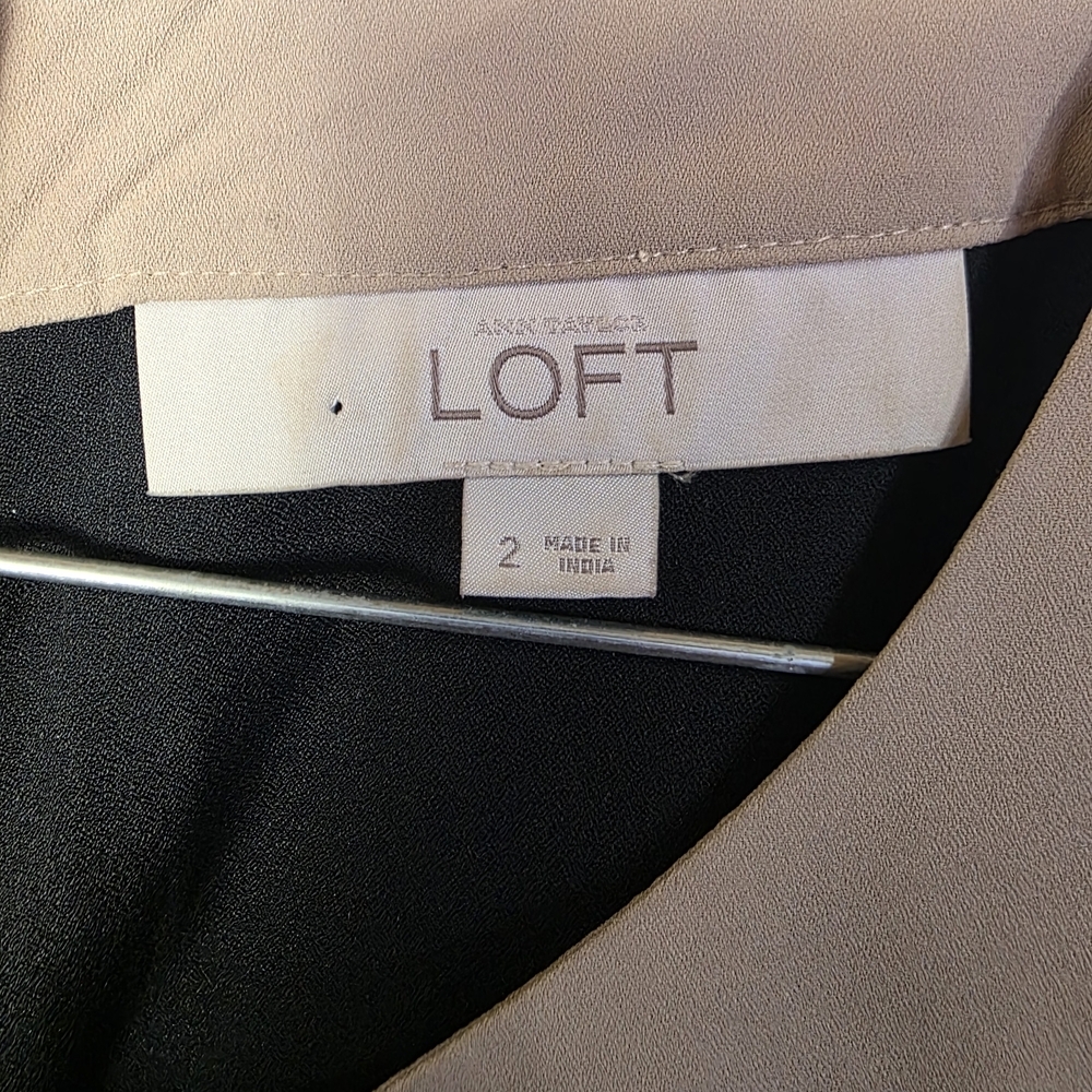 Loft Coldwater Creek Dress Women's  Sz 2 Black Beige Linen Rayon Midi Sleeveless - Picture 4 of 11